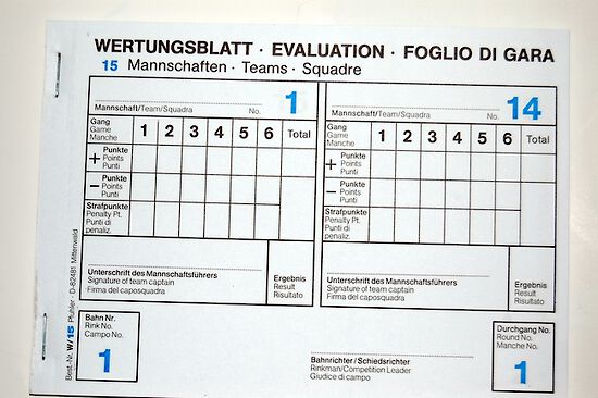 Eingedruckte Wertungsblöcke